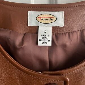 Brown Leather Talbots collarless Jacket